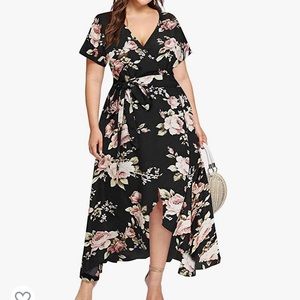 Plus Size Women Empire Waist Asymmetrical High Low Bohemian Maxi Dress